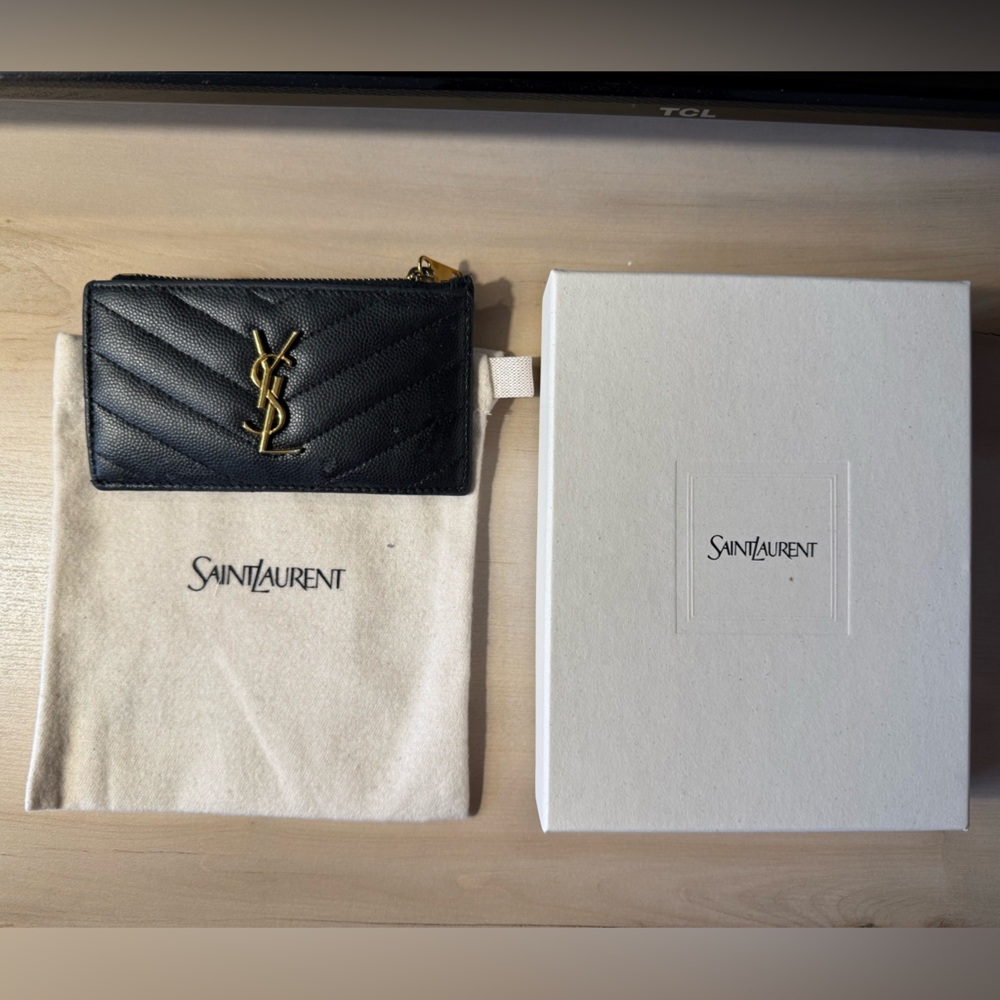 Yves Saint Laurent Black Wallet with Gold Hardware